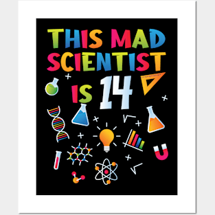 This Mad Scientist Is 14 - 14th Birthday - Science Birthday Posters and Art